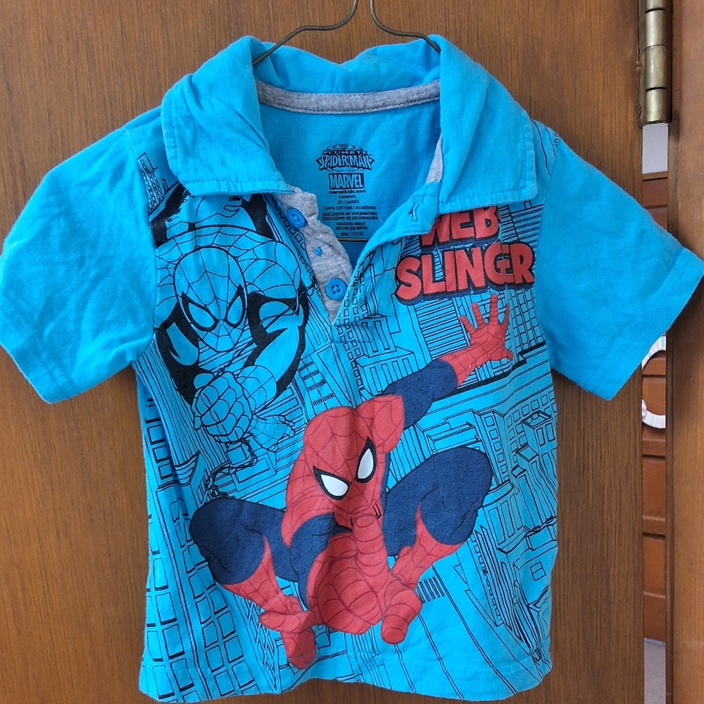 Blue Spider-Man Graphic Polo